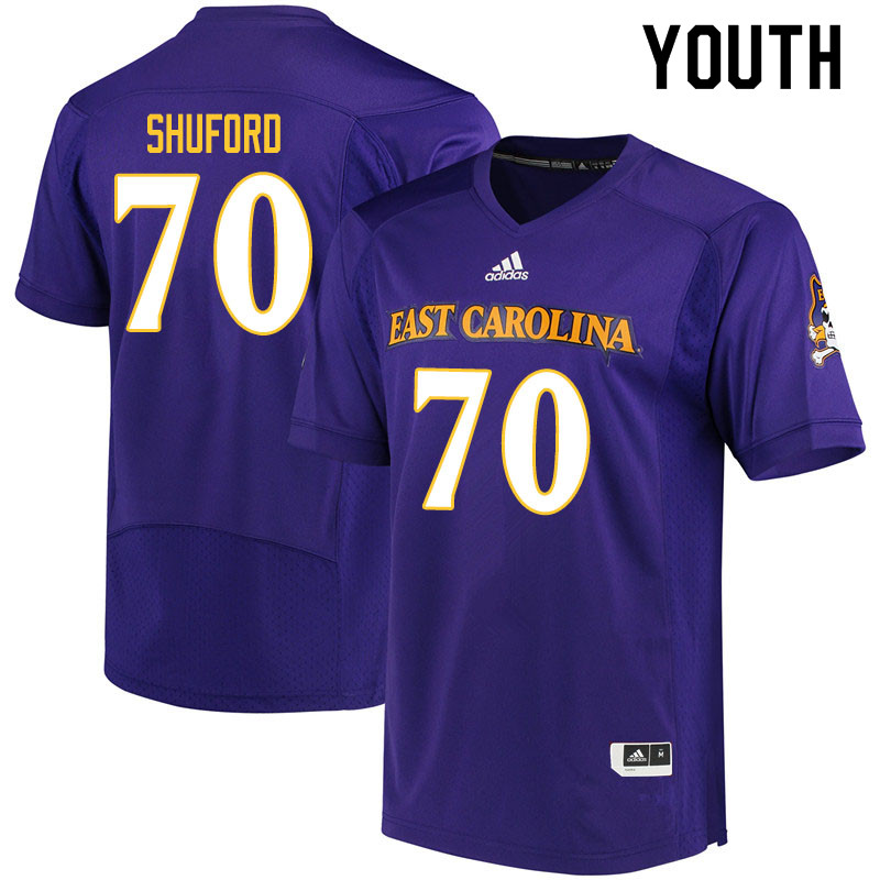 Youth #70 Jason Shuford ECU Pirates College Football Jerseys Sale-Purple
